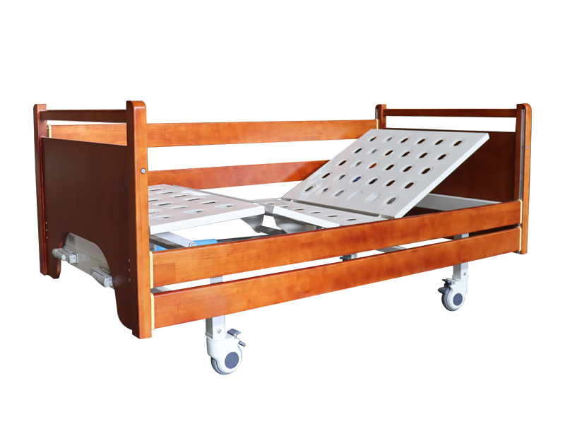 手動(dòng)雙搖實(shí)木護(hù)理床(四角剎車 提拉護(hù)欄)